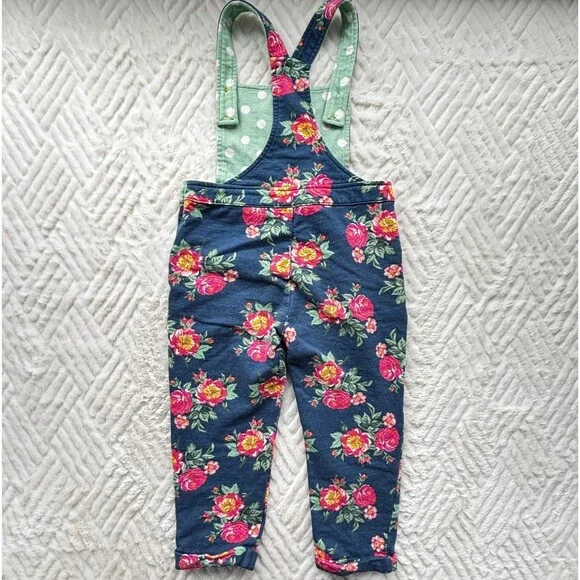 Matilda Jane Girls Size 4 Floral Overall Romper Blue Pink Garden Pockets - Picture 2 of 7